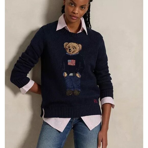 Polo Ralph Lauren Polo Bear Cotton-Linen Sweater Size XS - Picture 1 of 7